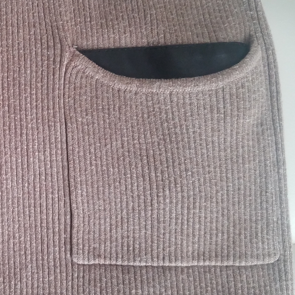 Faux leather accent AGB Sweater Dress Tunic - Picture 2 of 6